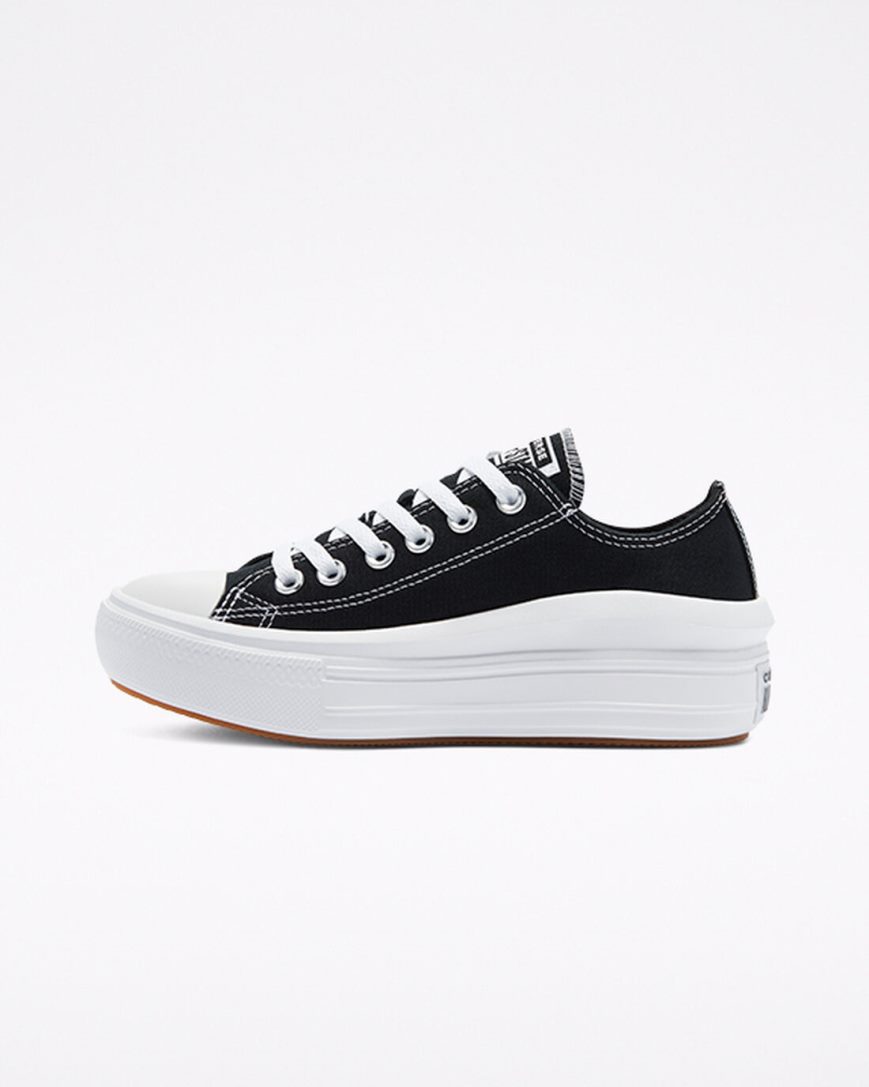 Pantofi Platforma Dama Converse Chuck Taylor All Star Move Low Top Negrii Albi | RO XAWNJ502